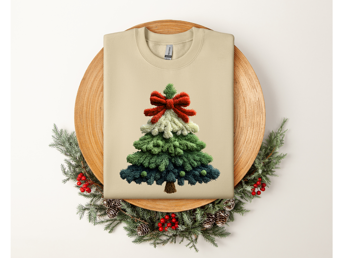 CHRISTMAS TREE sweatshirt (faux crochet)