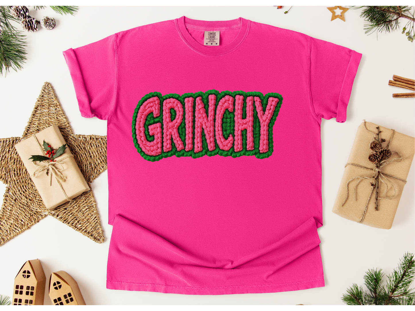 GRINCHY tee (faux crochet)