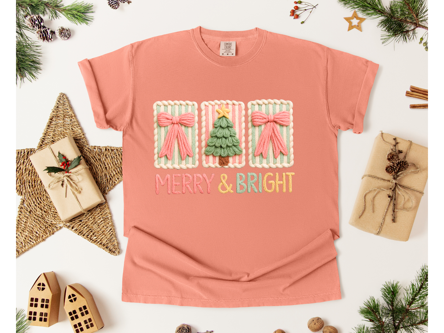 MERRY & BRIGHT tee (faux crochet)